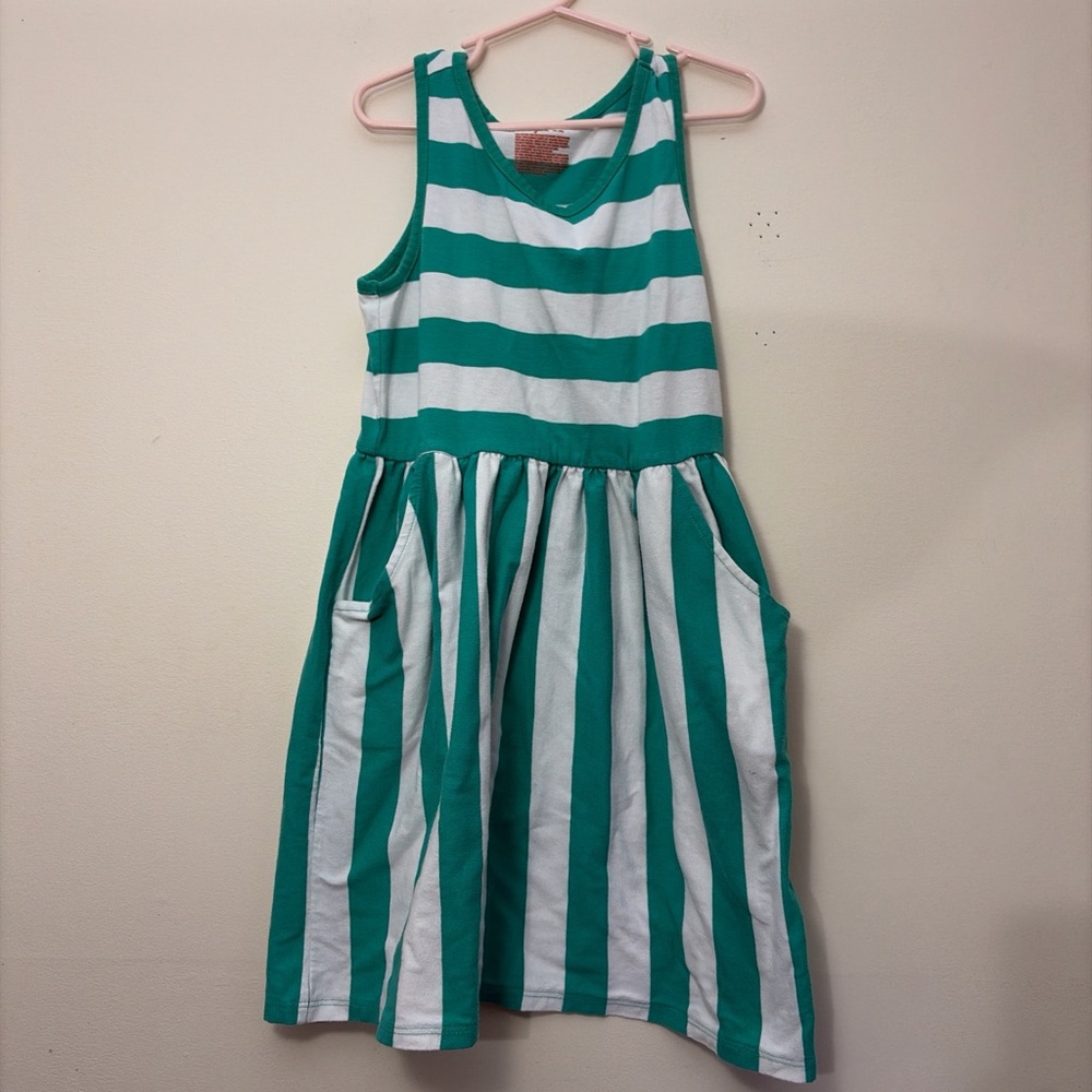 Cat & Jack Teal and White Striped Kids Dress